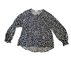 Umgee Navy Animal Print Round Neck Casual Boho Tunic Flowy NWOT Small